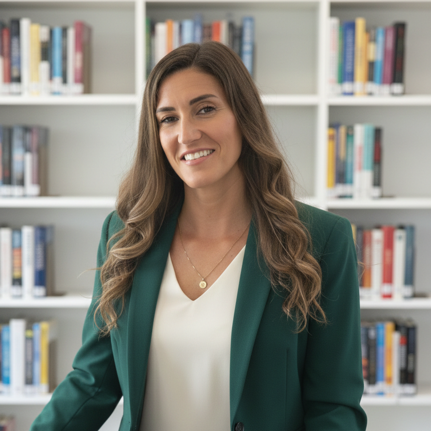 Allison Segall, M.A., BCBA, founder of Upwing Learning & Behavior, in a professional academic setting. Allison specializes in executive function coaching and evidence-based behavioral support for bright, disorganized learners.
